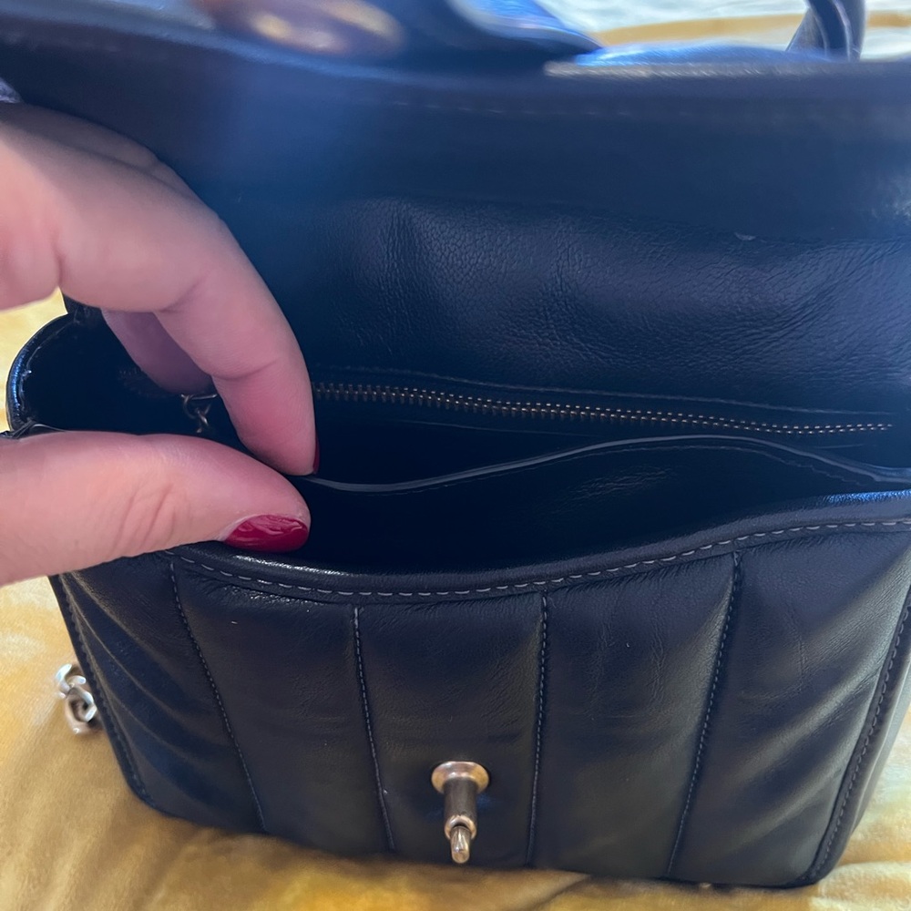 Coach Black Leather Satchel with Gold Accents - Picture 6 of 9